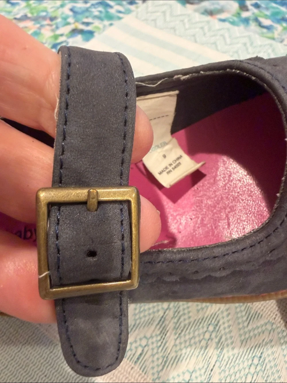 GAP Navy Mary Jane Shoes with Pink Insole Toddler size 9